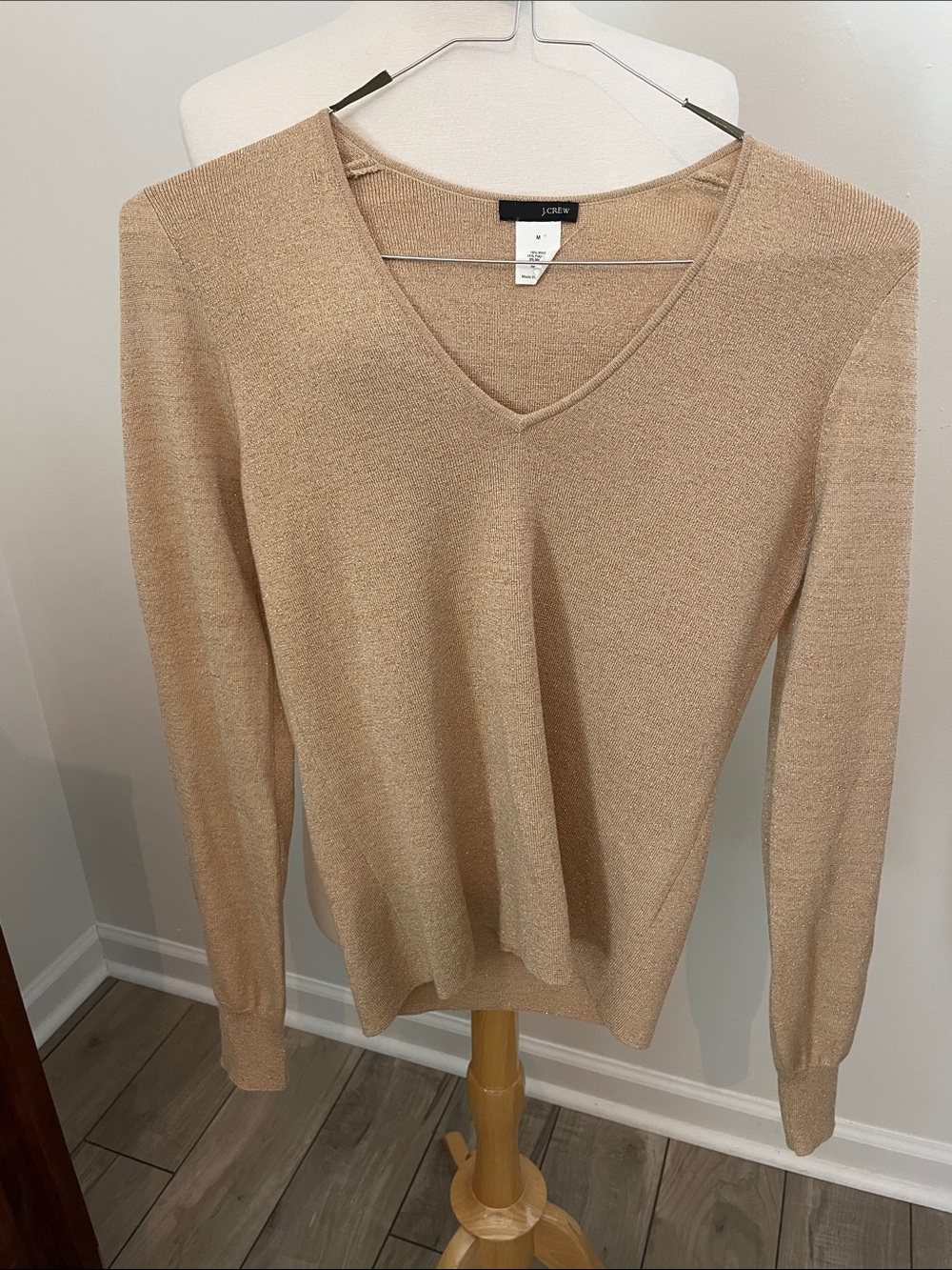 J. Crew Women’s V-Neck Sweater — Camel shimmer